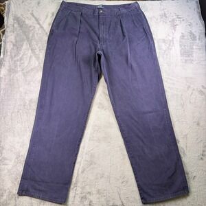 Vintage Polo Ralph Lauren Chinos Men's 42x34 Navy Blue Pleated Pants Made in USA